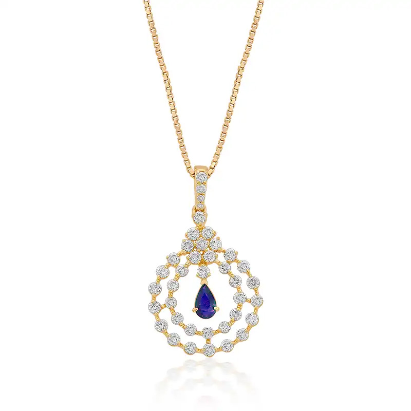 Contemporary Royalty Gemstone studded Diamond Pendant Set
